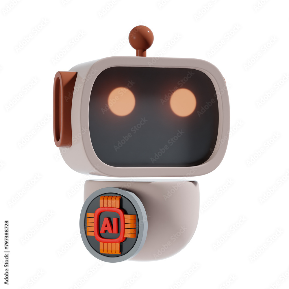 Naklejka premium ai robot 3d icon and illustration