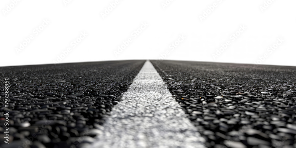 outdoor asphalt route path with white line on transparent background ...