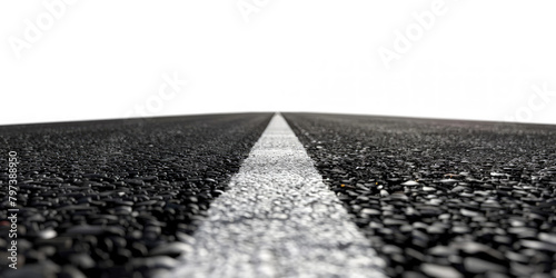outdoor asphalt route path with white line on transparent background