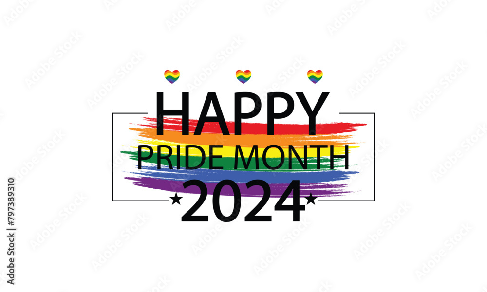 Vibrant Pride Text Illustration Design for Pride Month 2024