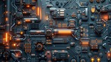Machine Intricate and detailed modern cyberpunk wall background AI generated image