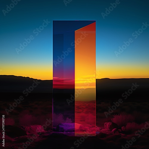 Vertical composition that captures the striking vertical gradient of colors across Prism Plains, from the rich, saturated hues at the ground rising up to the paler tones where the sky meets the earth photo