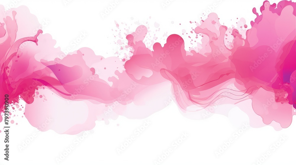 abstract pink and red ink splashes on white background