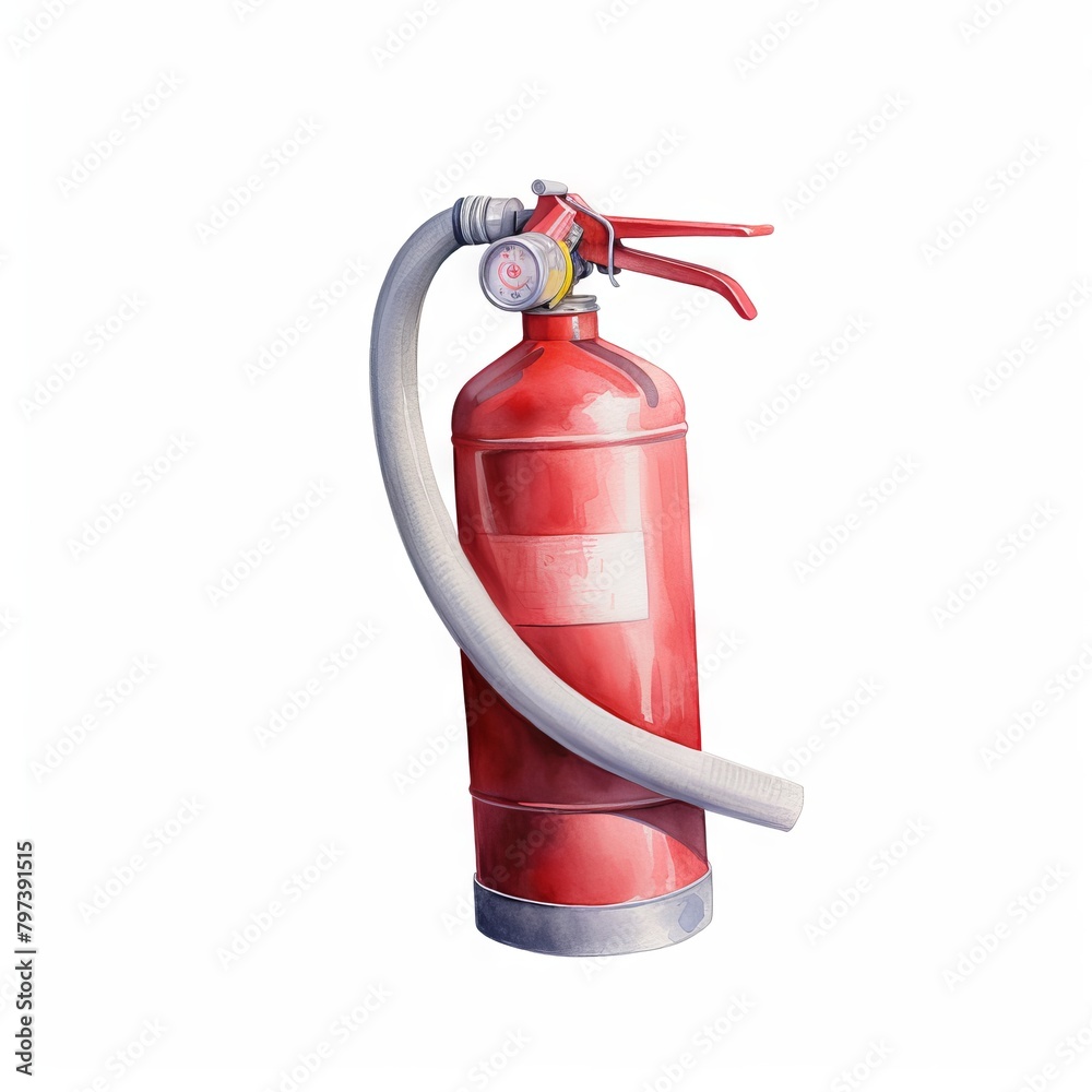 watercolor painting of a red fire extinguisher watercolor painting of a red fire extinguisher