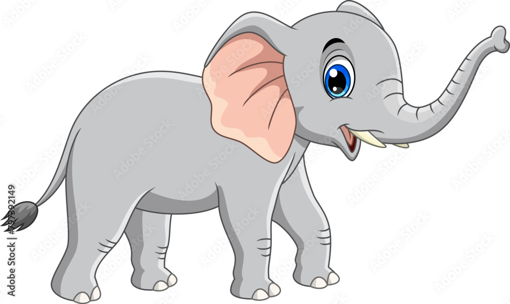 Vector illustration of cute elephant cartoon on white background Vector illustration of cute elephant cartoon on white background