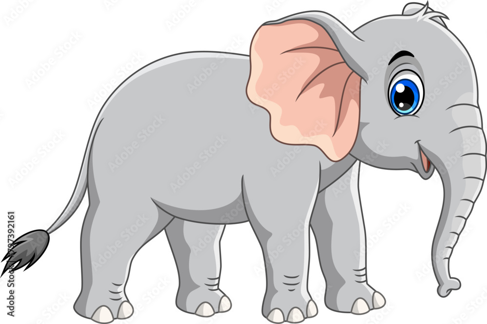 Fototapeta premium Vector illustration of cute elephant cartoon on white background 