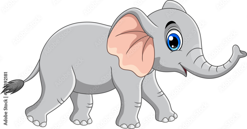 Vector illustration of cute elephant cartoon on white background Vector illustration of cute elephant cartoon on white background