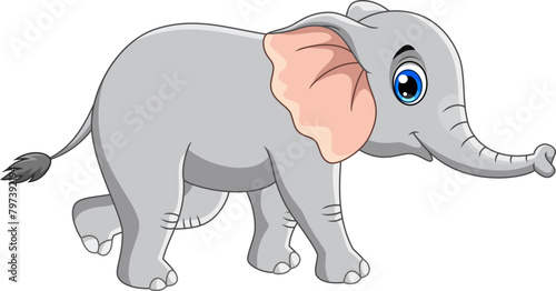 Vector illustration of cute elephant cartoon on white background 