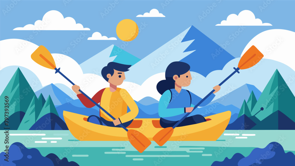 In the midst of a challenging kayaking route two friends bond over their mutual desire to live purposeful lives and make a positive impact on the. Vector illustration