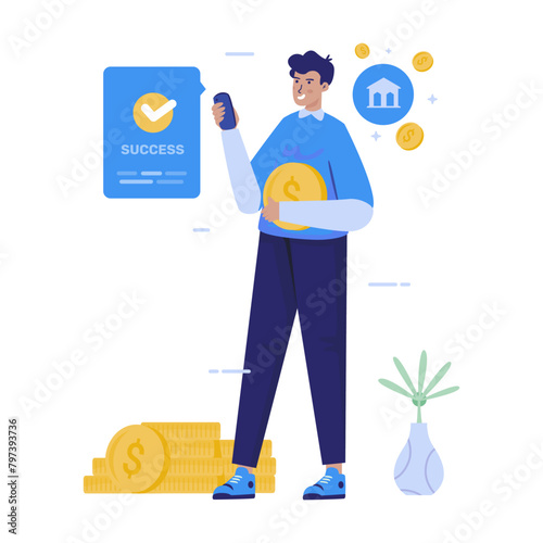 Transfer payment transaction success vector illustration
