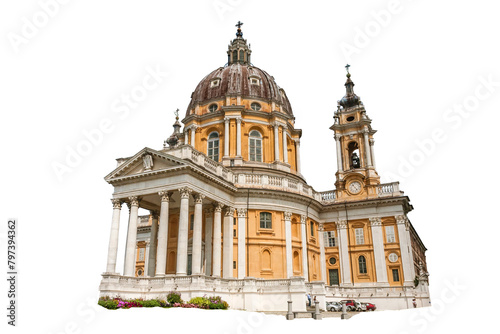 The Basilica of Superga (Italian: Basilica di Superga) is a church near Turin, transparent background photo