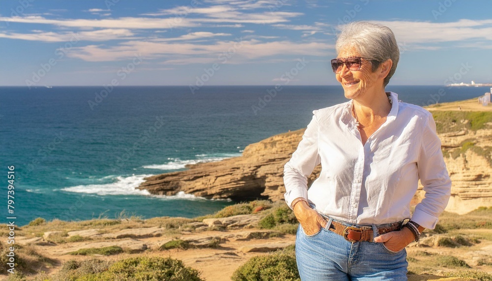 old woman on the beach