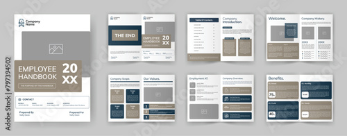 HR Employee Handbook Brochure Template. Welcome Company Handbook Brochure of Introduction About Company. photo