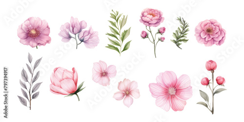 Water color flowers are suitable for wedding invitation elements