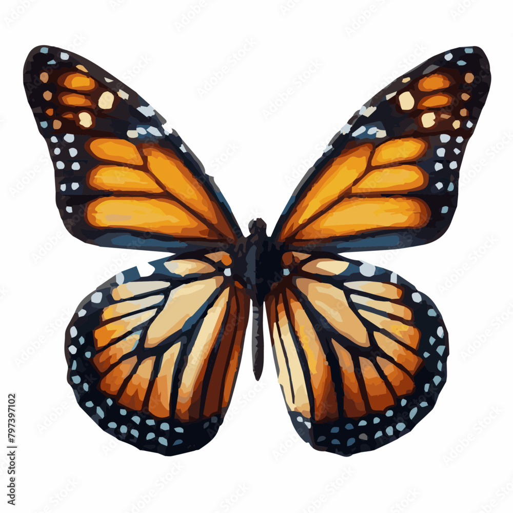 Fototapeta premium Colorful butterflies watercolor isolated on white background. 