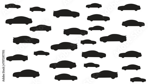 car silhouettes. car silhouettes images. black and white vector car . Car icon set in linear style, car icon 
