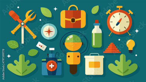 Setting up a scavenger hunt with clues that lead to various campingrelated items like a compass insect repellent and a canteen to add an