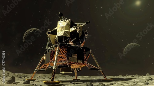 Immerse viewers in the Apollo 11 moon landing in virtual reality, highlighting the lunar modules tense descent with pixel art, conveying the monumental achievement Digital Rendering Techniques, pixel photo