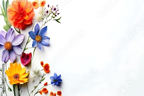 lively painting A bouquet of colorful wildflowers in bloom on a white background