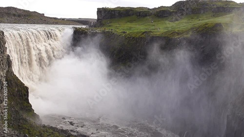 dettifoss on iceland europes largest waterfall slow motion shot at 240fps HD  photo
