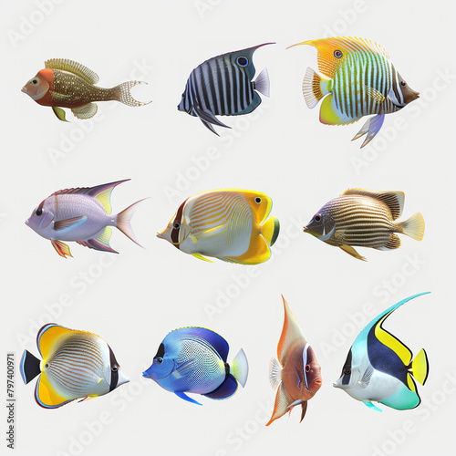 set of fishes, create with AI