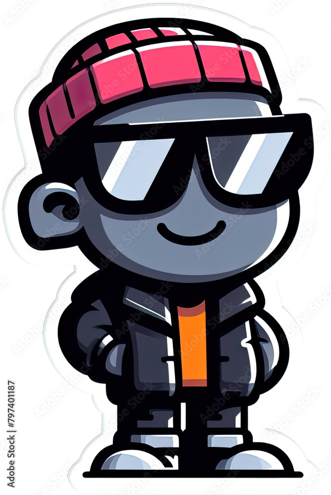 Eine minimalistische coole Vektor-Comicfigur als Sticker Eine minimalistische coole Vektor-Comicfigur als Sticker