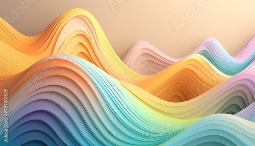Abstract iridescent shape, 3d render, Ai Generate 