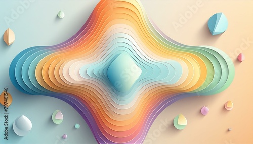Abstract iridescent shape, 3d render, Ai Generate 