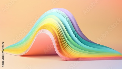 Abstract iridescent shape, 3d render, Ai Generate 