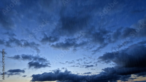 heavy rain on sky with clouds - pretty weather backdrop - photo of nature