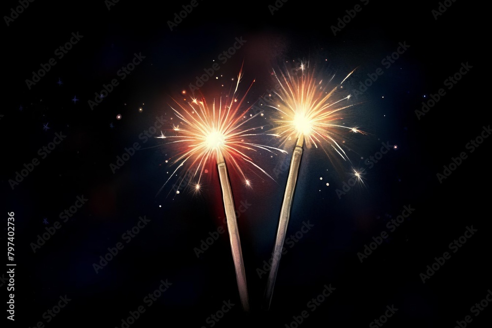 Sparklers Lighting Up the Night Sky Illustration Sparklers Lighting Up the Night Sky Illustration