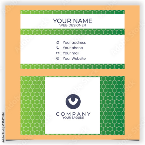hexagon green business card template design