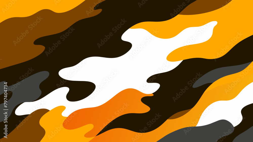modern abstract camouflage white black orange design vector military army pattern background halftone grunge style