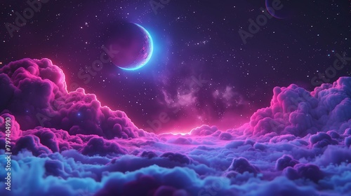 Stars in the night sky purple background.