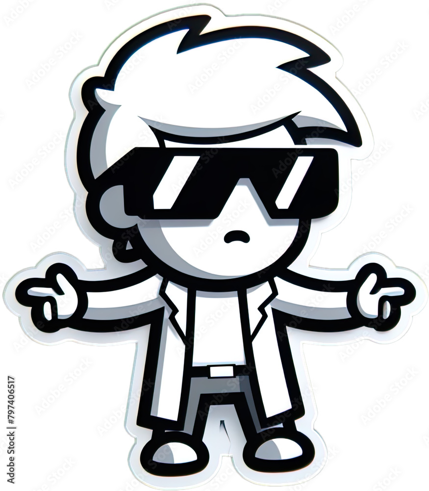 Eine minimalistische coole Vektor-Comicfigur als Sticker Eine minimalistische coole Vektor-Comicfigur als Sticker
