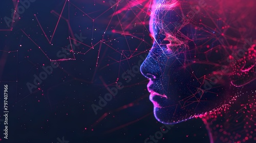 AI concept image showcases a digital hologram of the human Ai generated  #797407966