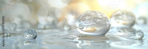 water drops and bubbles,,Collagen Skin Serum and Vitamin , bubbles in water, for beauty skin care cosmetics, spa products,abstract oil bubbles or face serum background. Oil and water bubbles . 