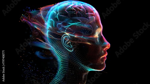 AI concept image showcases a digital hologram of the human Ai generated 
