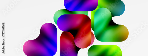 An eclectic mix of colorful circles resembling the petals of terrestrial plants in shades of purple, violet, magenta, and electric blue on a white background, creating a vibrant and lively pattern