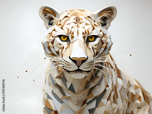 Low poly portrait of a leopard. Polygonal illustration.