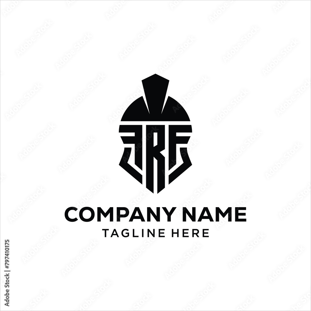 FRF letters with spartan helmet shape for simple logo, design inspiration, vector FRF letters with spartan helmet shape for simple logo, design inspiration, vector