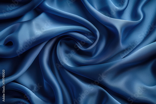 Blue velvet fabric, soft folds and curves, high resolution. Created with Ai