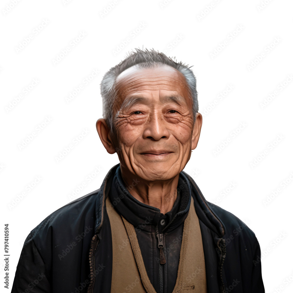 Portrait of senior Japanese retired man with a cheerful smile, confident enjoy his retirement, isolated on transparent background Portrait of senior Japanese retired man with a cheerful smile, confident enjoy his retirement, isolated on transparent background