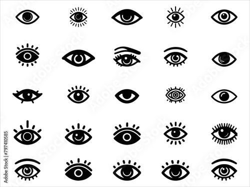 Eye icon set vector isolated