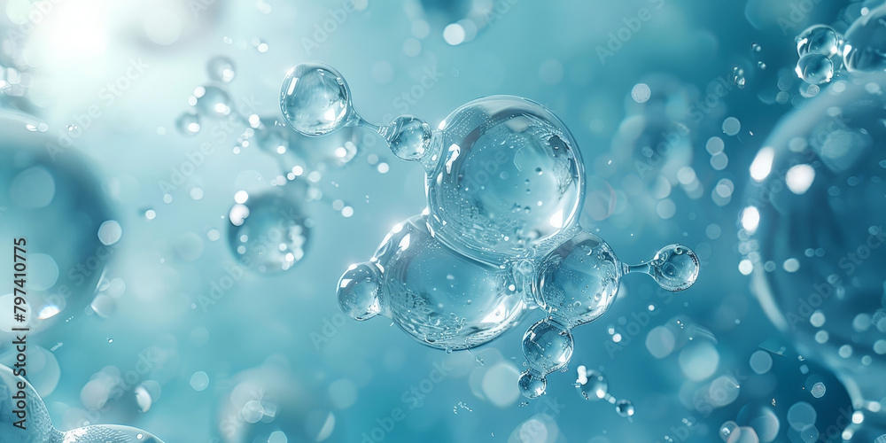 water drops and bubbles,,water   molecule Collagen Skin Serum, Vitamin,bubbles in water,beauty skin care cosmetics, spa products,abstract oil bubbles or face serum background. Oil and water bubbles .
