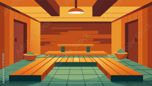 Smooth and flat surfaces throughout the sauna including the floor and benches to prevent tripping hazards..