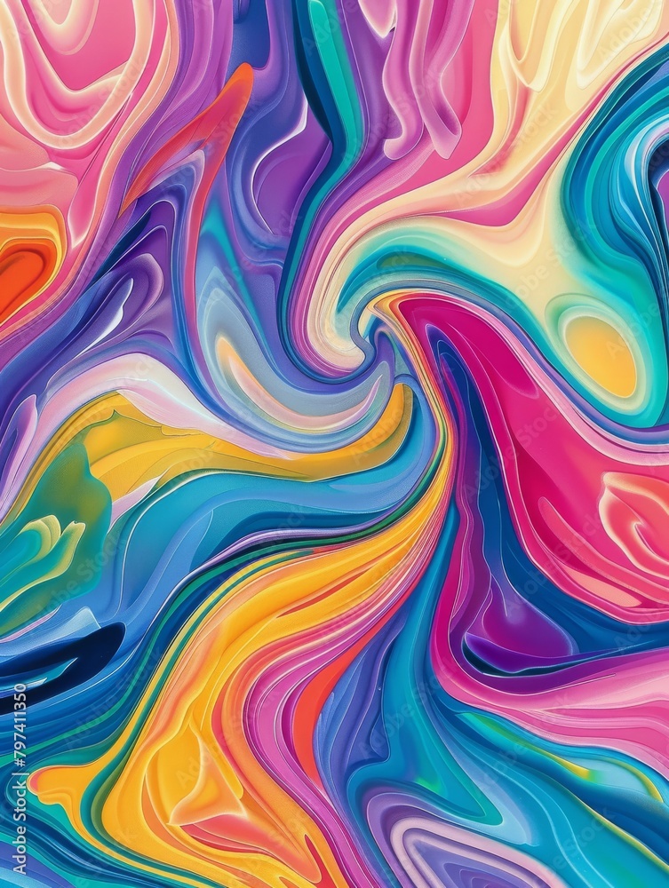 Psychedelic Swirls Fluid Organic Abstract Colorful Wallpaper Background Art.