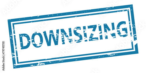Downsizing stamp. downsizing rectangular stamp on white background