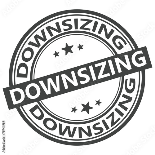 Downsizing stamp. downsizing label on transparent background. round sign