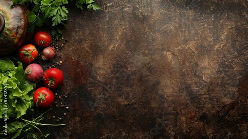poster background with vegetables on the left side